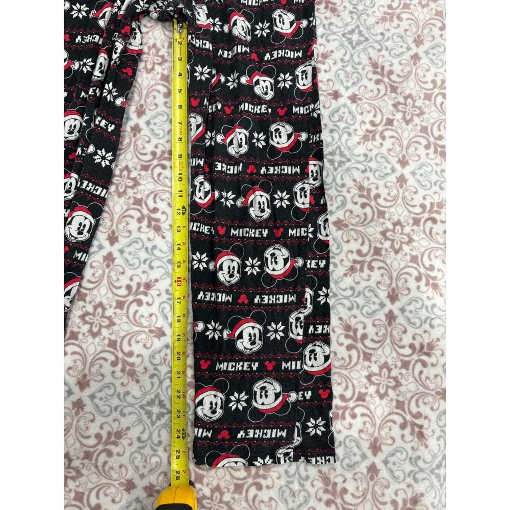 Disney Mickey Mouse Christmas Pajama Pants Large Black Holiday Fair Isle Cotton - Picture 5 of 9
